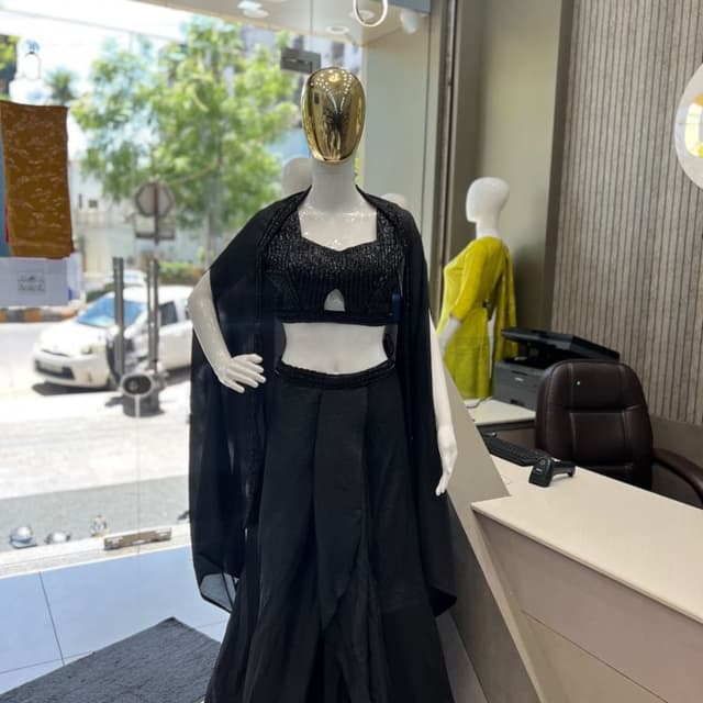 Black Lehenga Choli with Cape