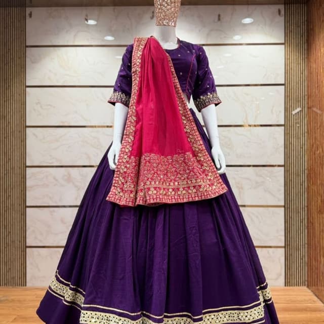 Purple, Pink, Gold Lehenga Choli