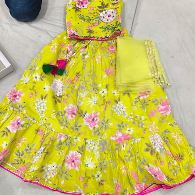Yellow, Pink, White, Green Lehenga Choli