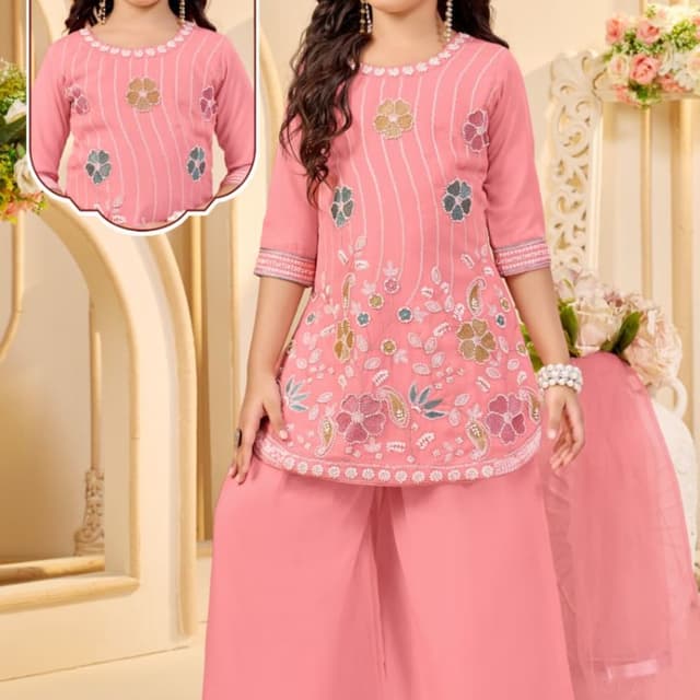 Pink Kurti with Palazzo Pants