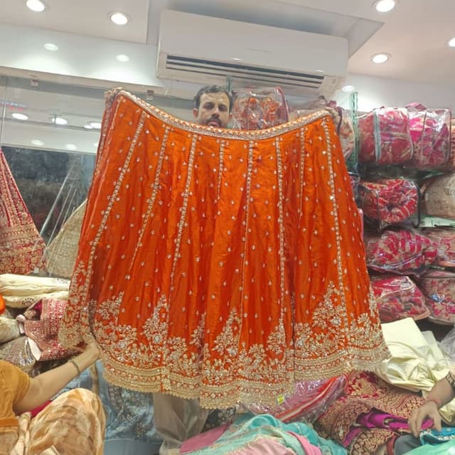 Orange, White, Gold Lehenga