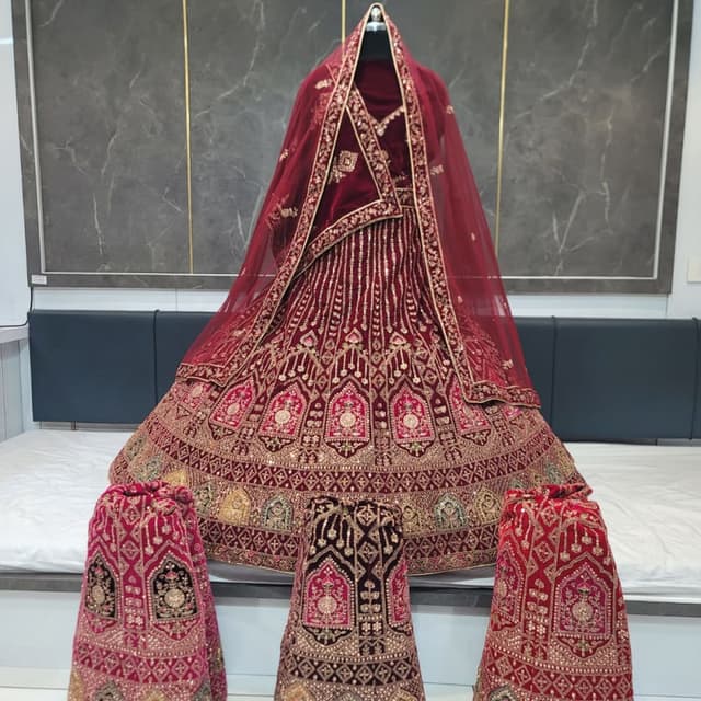 Maroon, Red, Gold, Pink Lehenga Choli