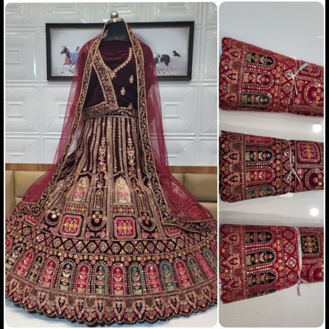 Maroon, Red, Gold, Pink, Green, Yellow Lehenga Choli