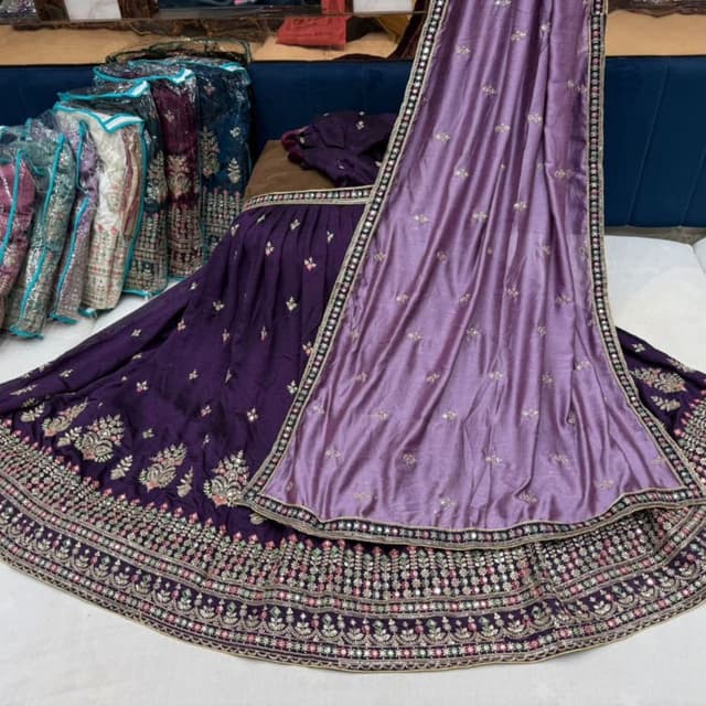 Deep Purple and Lavender Lehenga Choli