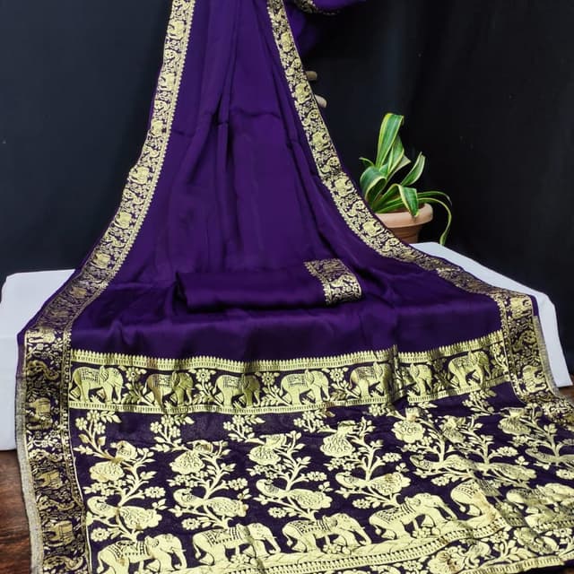 Deep Purple with Gold Saree
