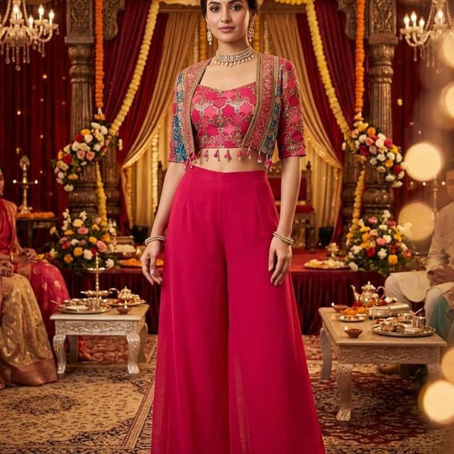 Pink, Blue, Gold, Red Lehenga Choli with Jacket
