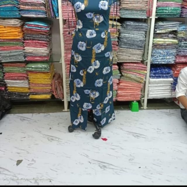 Teal with white and blue floral print Kurti with Pants