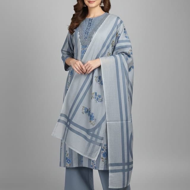 Shades of Blue and Grey Salwar Kameez