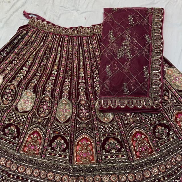 Maroon, Pink, Gold, Silver Lehenga Choli