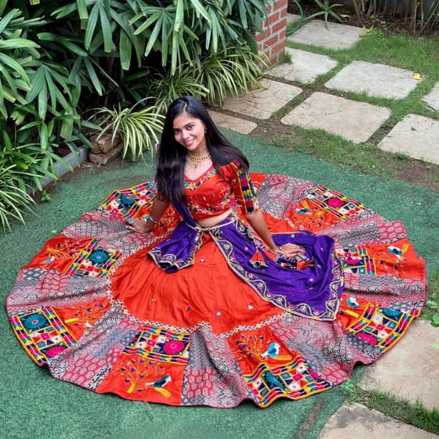 Orange, Purple, Red, Multicolor Lehenga Choli