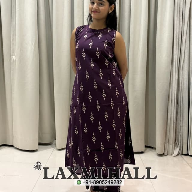 Purple with off-white print Kurti