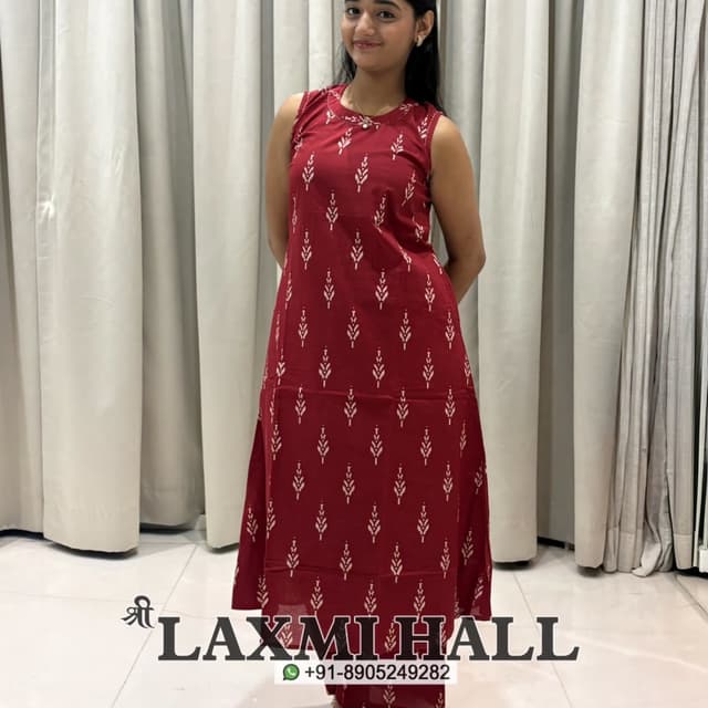 Maroon with off-white print Kurta