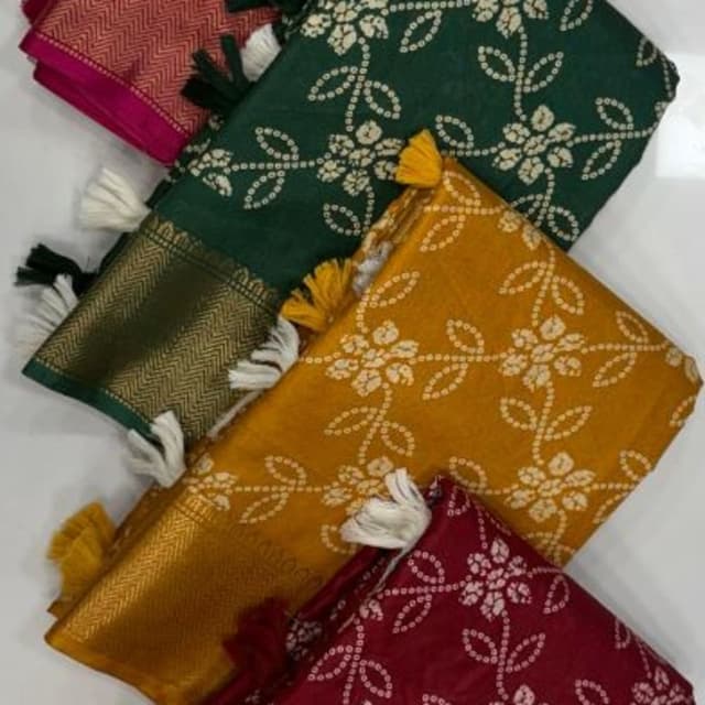 Fuchsia, Emerald Green, Mustard Yellow, Maroon, Teal, Olive Green Saree