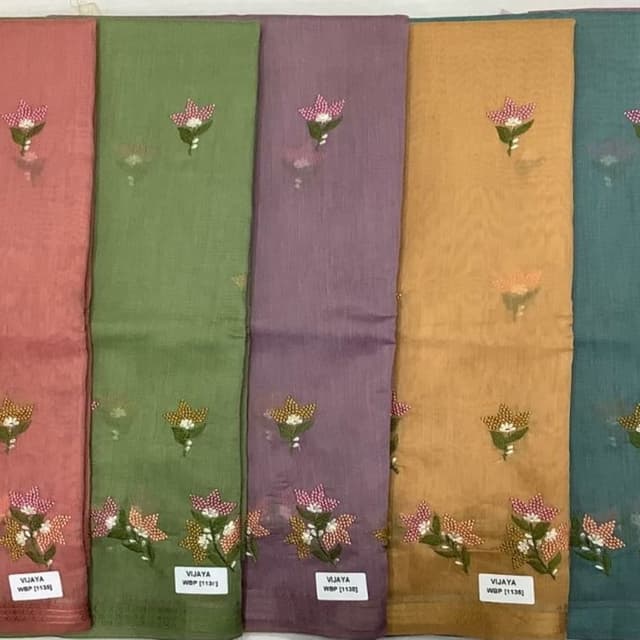 Green, Purple, Golden Yellow Fabric/Saree Material
