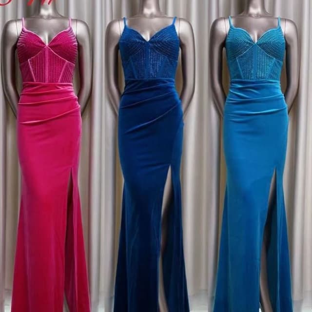 Royal Blue, Fuchsia, Turquoise Evening Gown