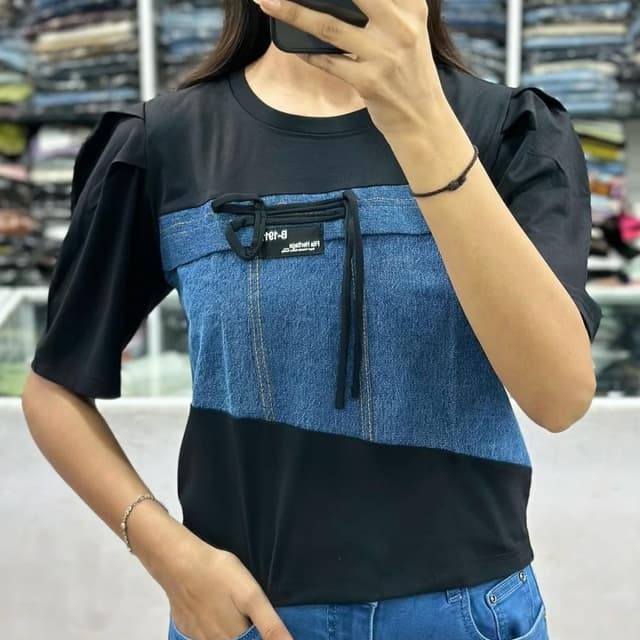 Black and Denim Blue T-shirt