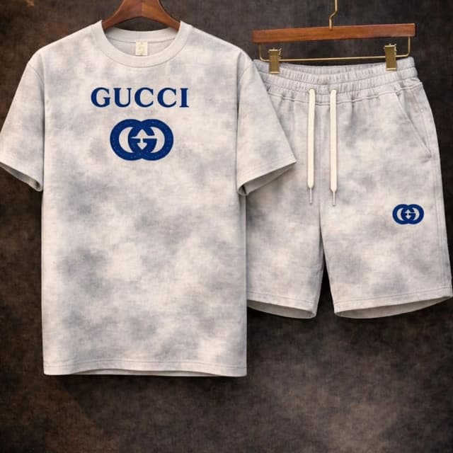 Grey and Blue T-shirt and Shorts Set