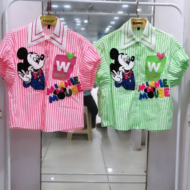 Pink and White Stripe, Green and White Stripe Shirt