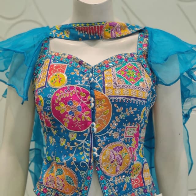 Blue, Pink, Yellow, Orange, Green, Red, White Lehenga Choli Top