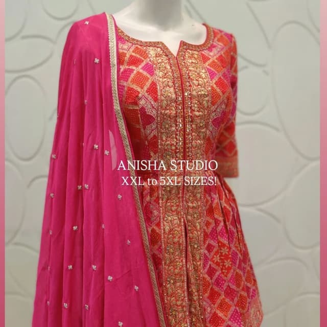 Red, Pink, Orange, Gold Kurta Set