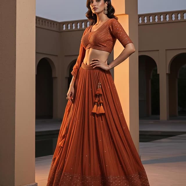 Burnt Orange Lehenga Choli