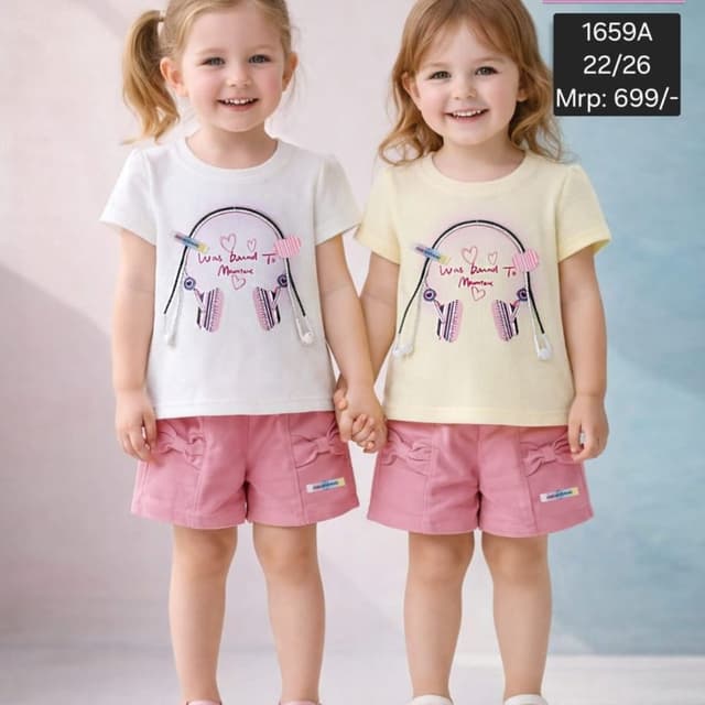 White, Yellow, Pink Hot Pant Set