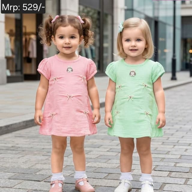 Pink, Mint Green Frock with Panty Set