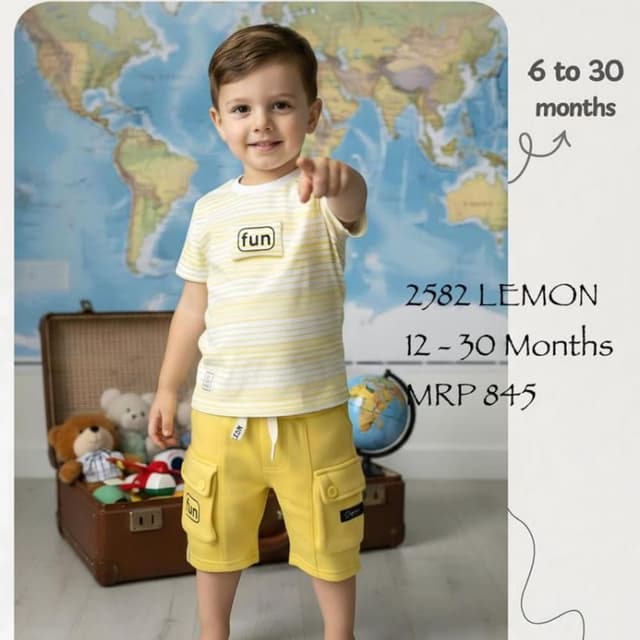Yellow and White stripes, Solid Yellow T-shirt and Shorts set
