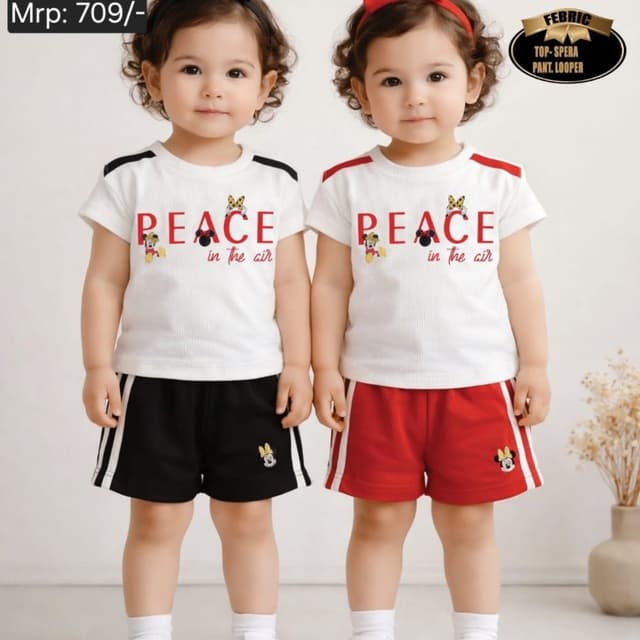 White, Black, Red, Yellow T-shirt and Shorts Set