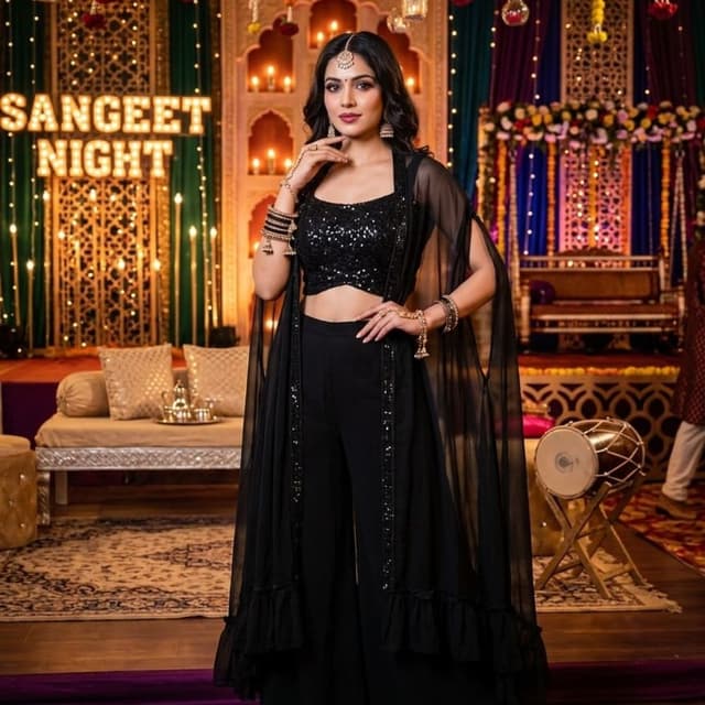 Black Co-ord Set with Cape