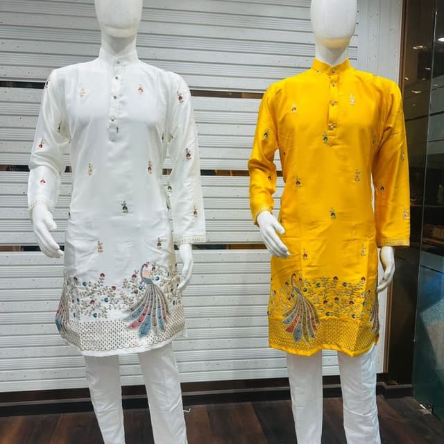 White, Yellow, Multi-color Kurta Pajama Set