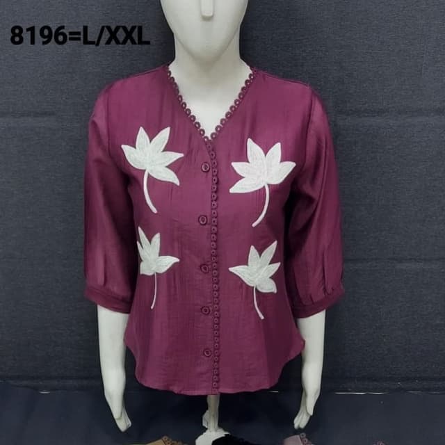Deep Plum, White Kurti Top