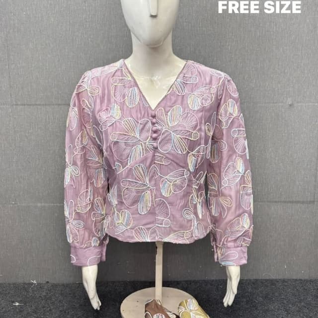 Lavender with multi-colored embroidery Blouse