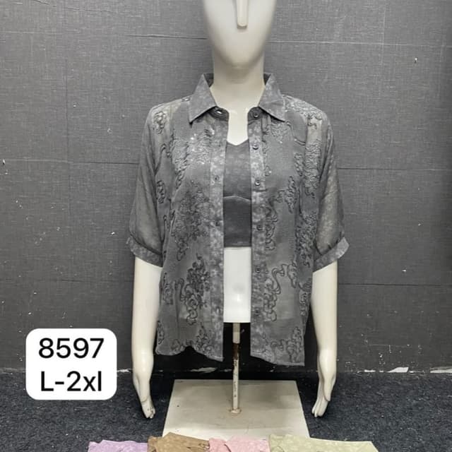 Grey, Black Shirt
