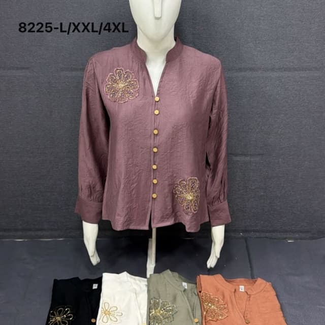 Mauve, gold, brown, black, white, olive green, rust orange Shirt