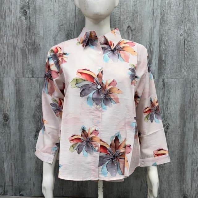 Pastel pink base with multi-colored floral print Shirt