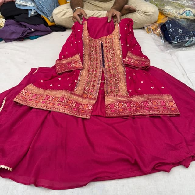 Fuchsia, Gold, Navy Blue Lehenga Choli