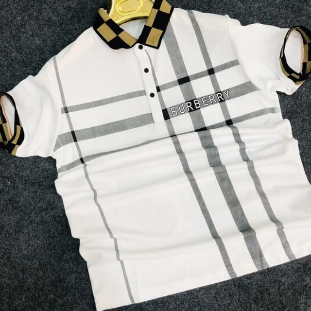 White, Black, Gold Polo Shirt
