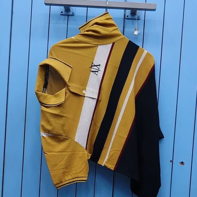 Mustard Yellow, Black, White, Maroon Polo Shirt