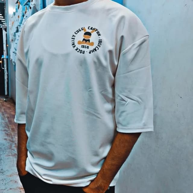 Off-white with black and orange print T-shirt