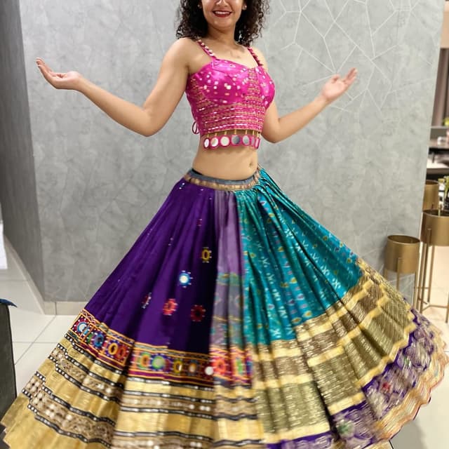 Hot pink, Purple, Teal, Gold, Multicolor Lehenga Choli
