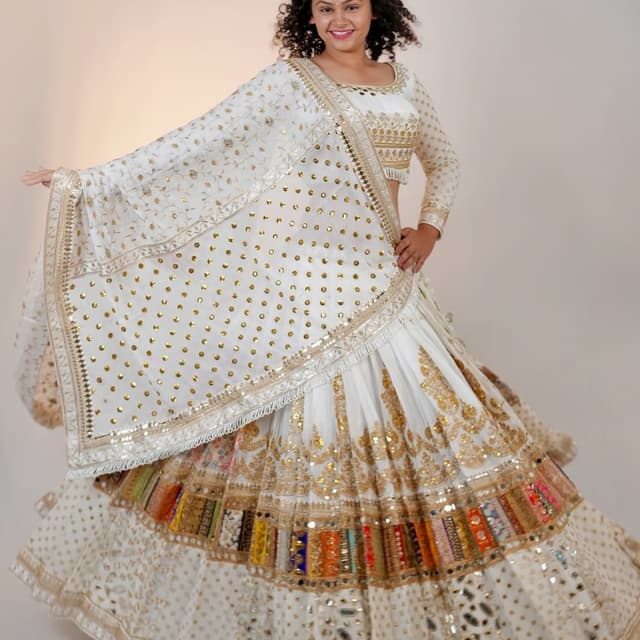 White, Gold, Multi-color Lehenga Choli