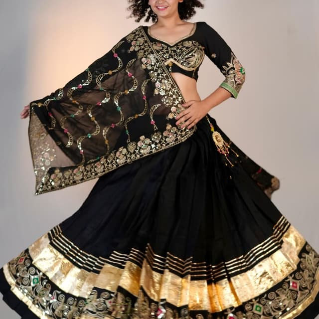 Black and Gold Lehenga Choli