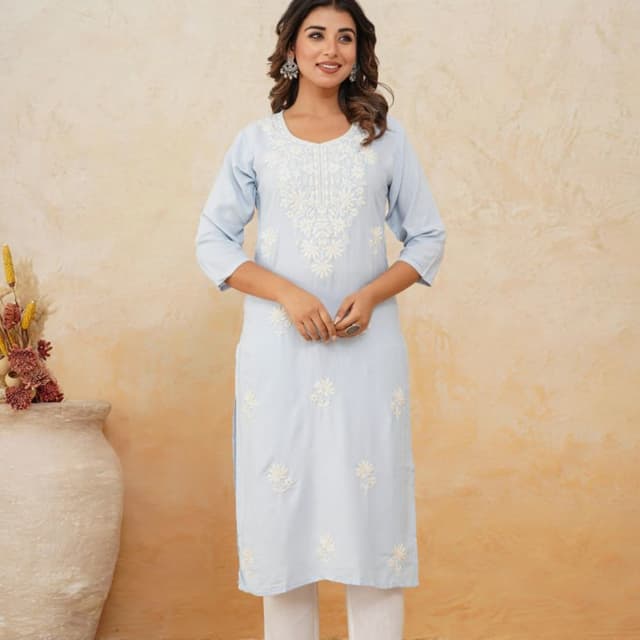 Light Blue and White Kurta