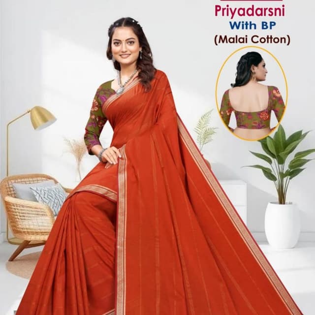 Orange, Green, Pink, Gold Saree