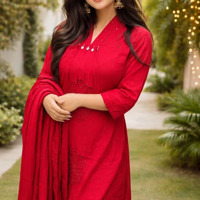 Vibrant Red Kurta Set