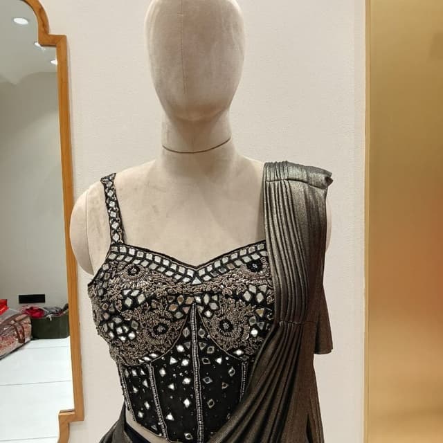 Black, Silver, Bronze Lehenga Choli
