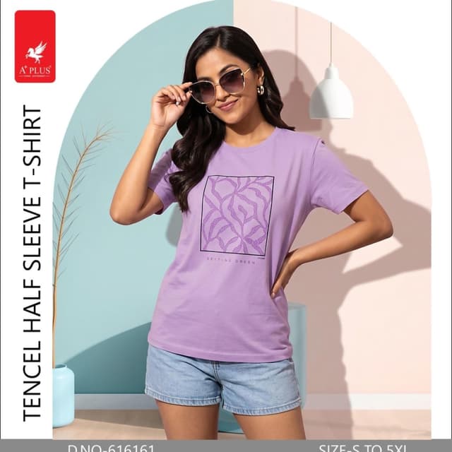 Lavender with a purple abstract leaf print T-Shirt