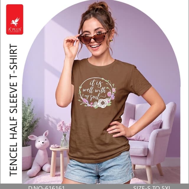Brown, Green, Purple, White T-shirt