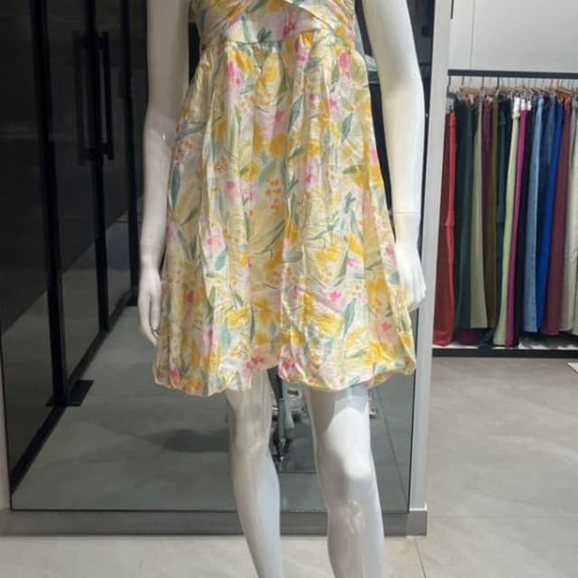 Yellow, Pink, Green, White Dress